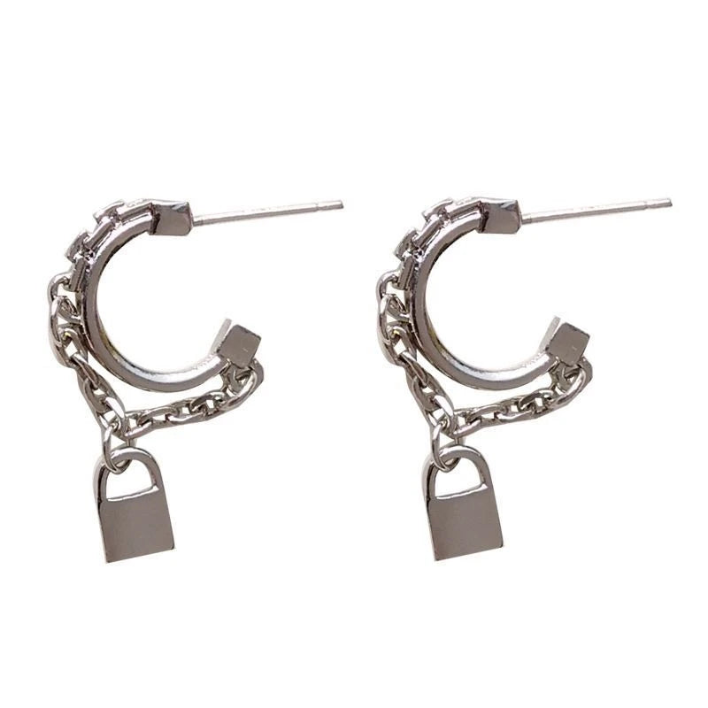 Stray Kids Earrings Chain Lock Pendant
