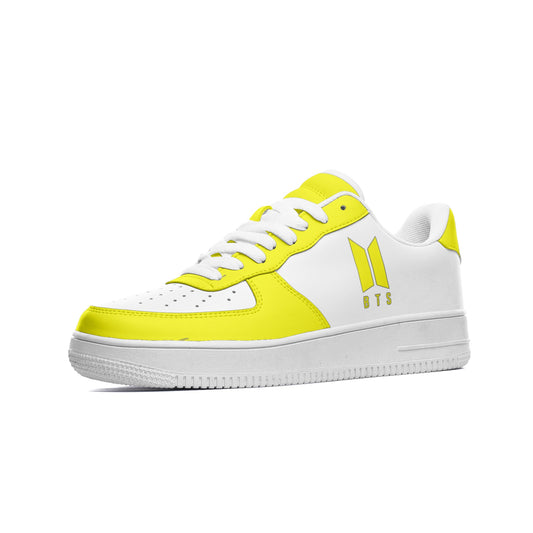 BTS Logo Unisex Low Top Leather Sneakers Yellow - SD-style-shop