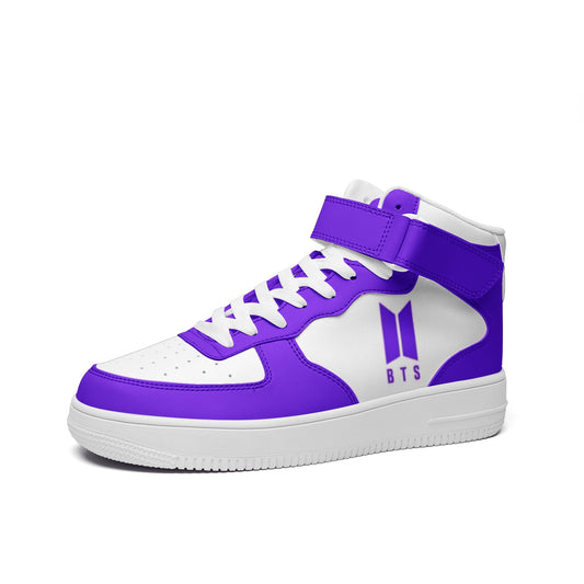BTS Logo High Top Leather Sneakers - Purple