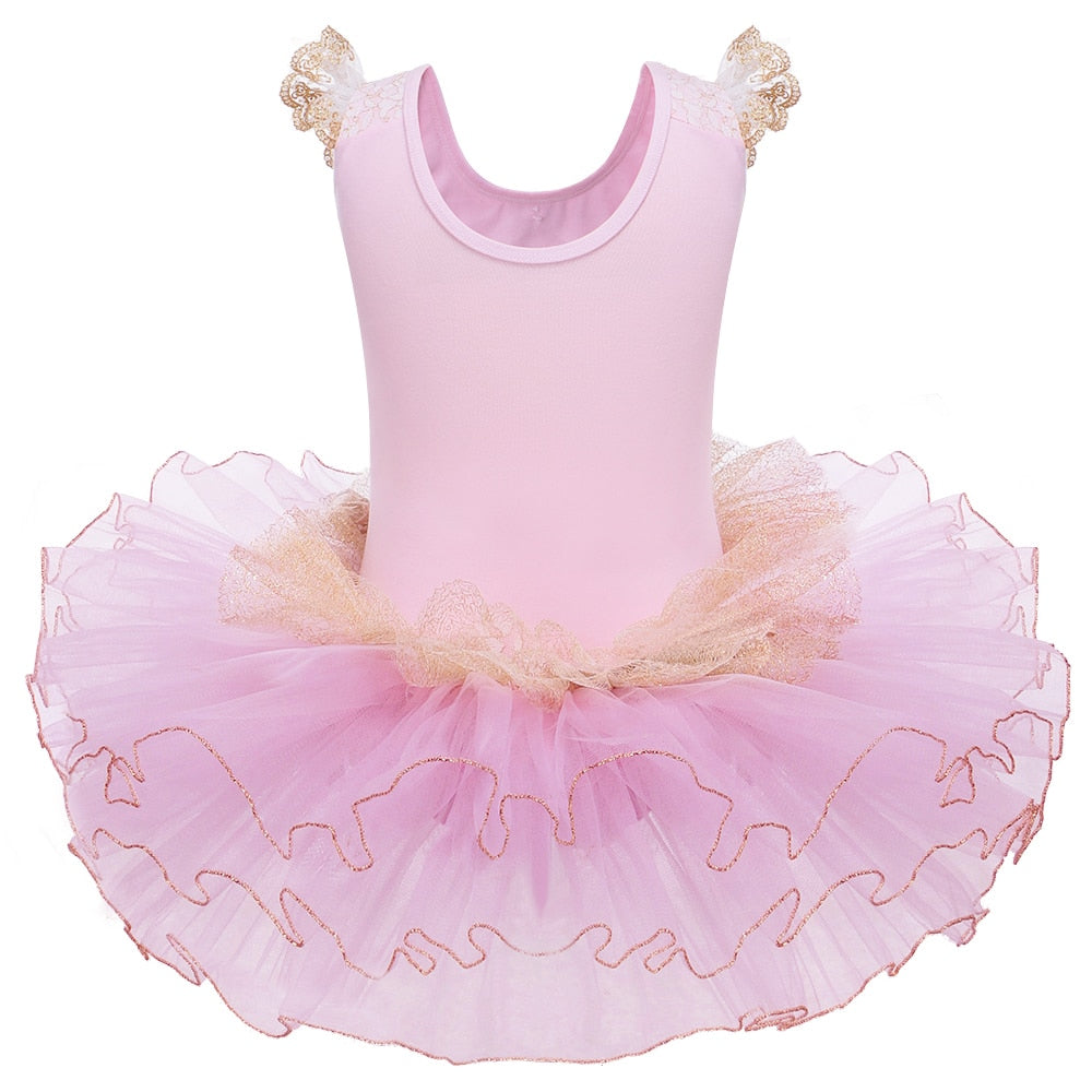 Pink and Gold Ballet leotard with tutu - SD-style-shop