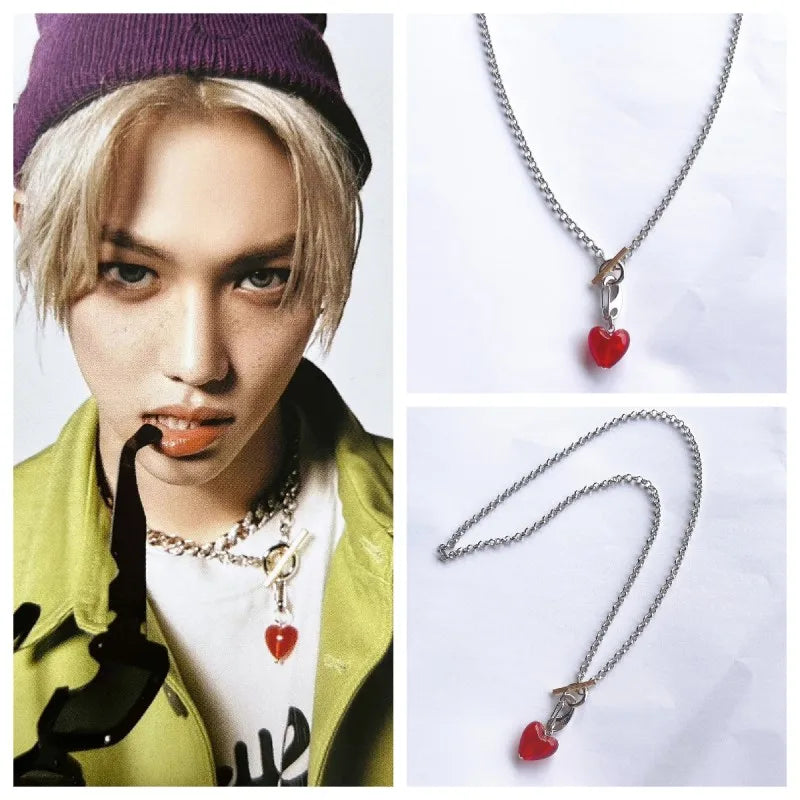 Stray Kids Red Love Pendant Necklace