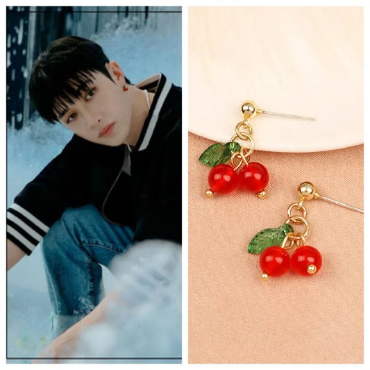 Stray Kids Bang Chan Cherry Earrings