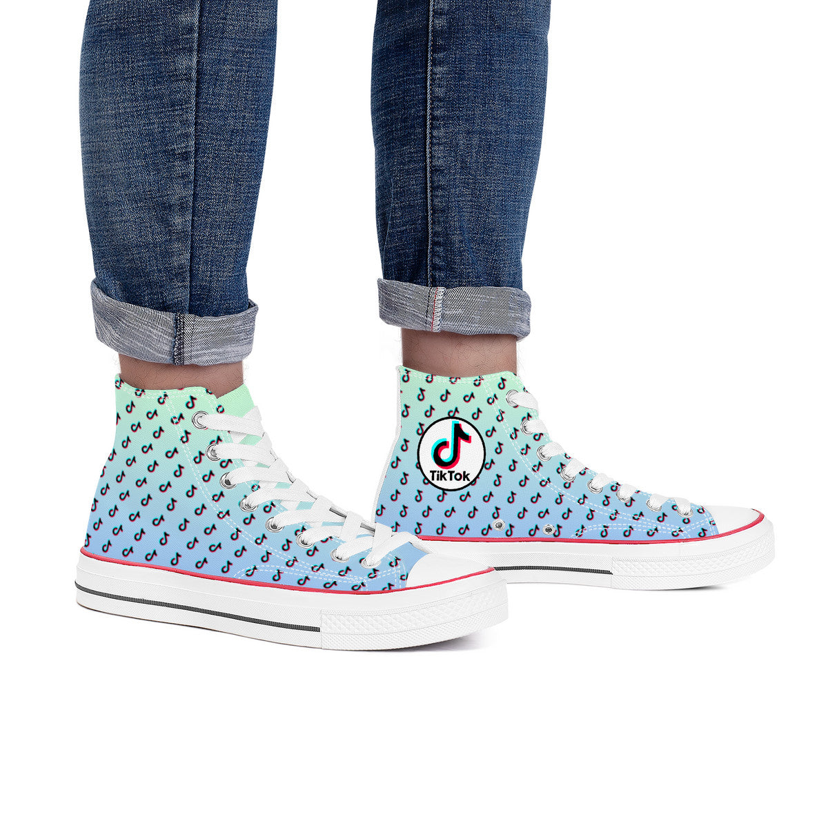 TikTok High Top Canvas Shoes - Blue and Green Tiktok Sneakers - SD-style-shop