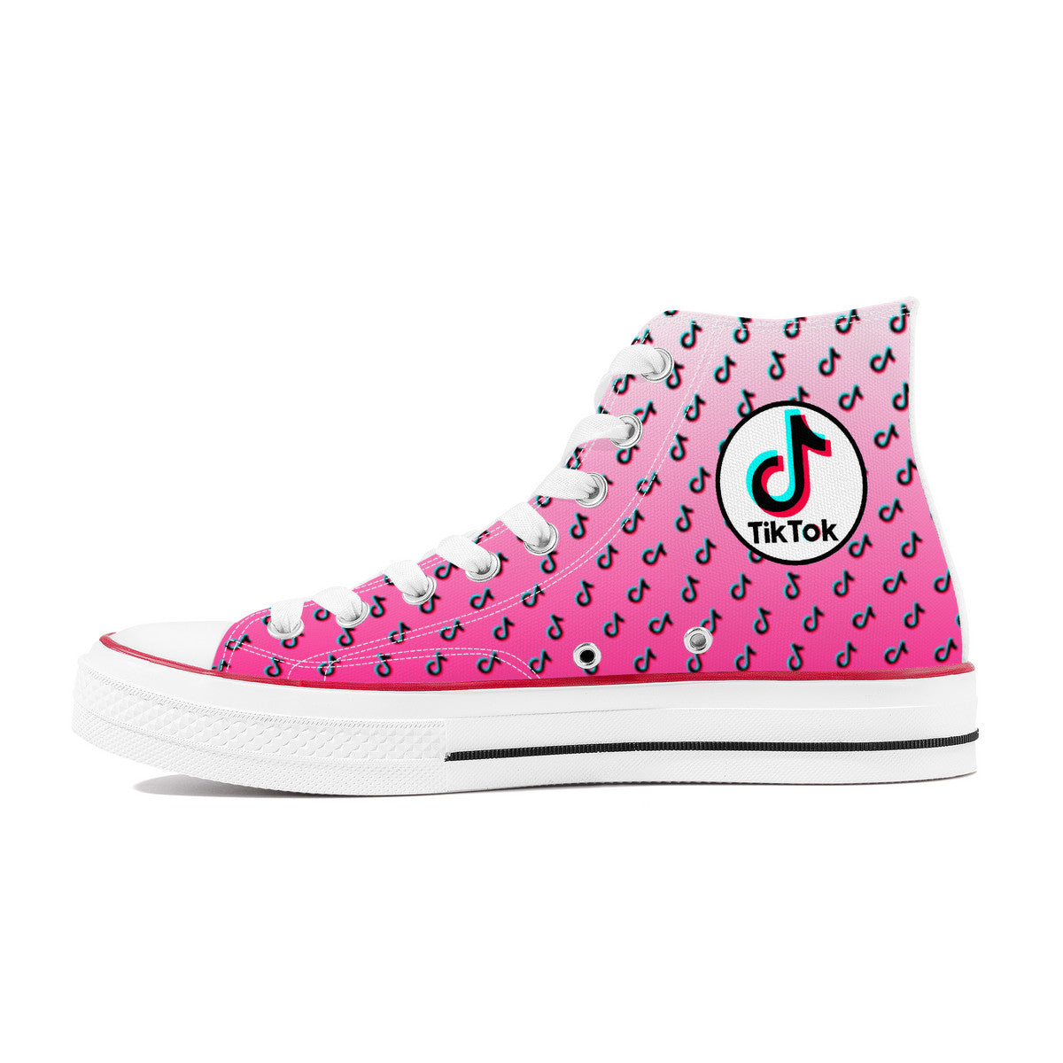 TikTok High Top Canvas Shoes - Pink TikTok Sneakers - SD-style-shop