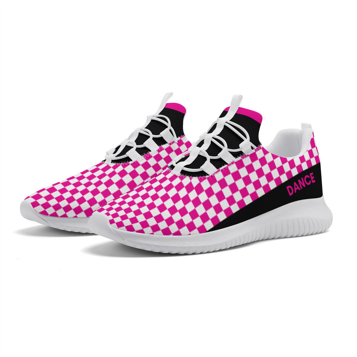 Dance Sneakers - Checkered Pink Dance Shoes