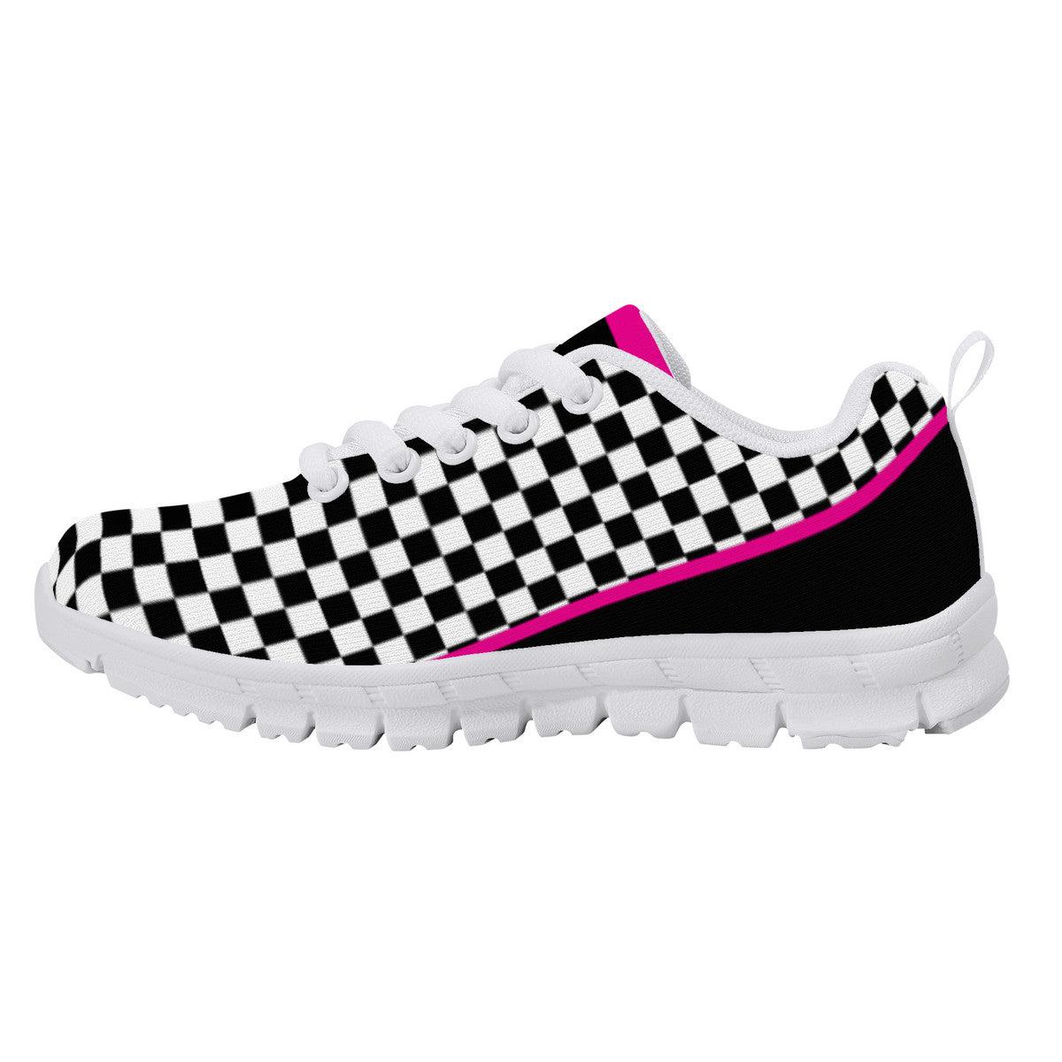 Kids Dance Sneakers - Checkered Black - White - Pink