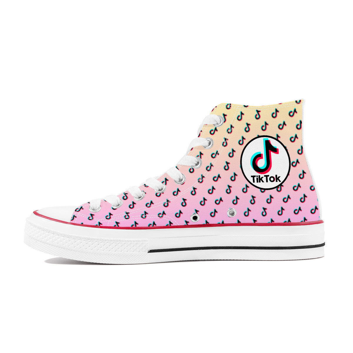 TikTok High Top Canvas Shoes - Pink and Yellow TikTok Sneakers - SD-style-shop