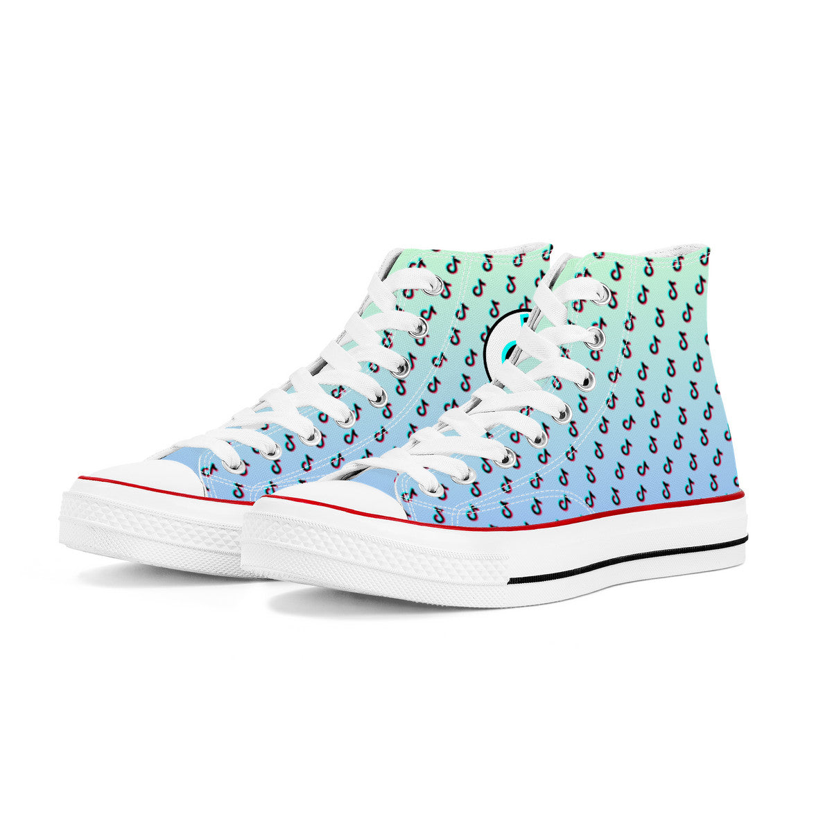 TikTok High Top Canvas Shoes - Blue and Green Tiktok Sneakers - SD-style-shop