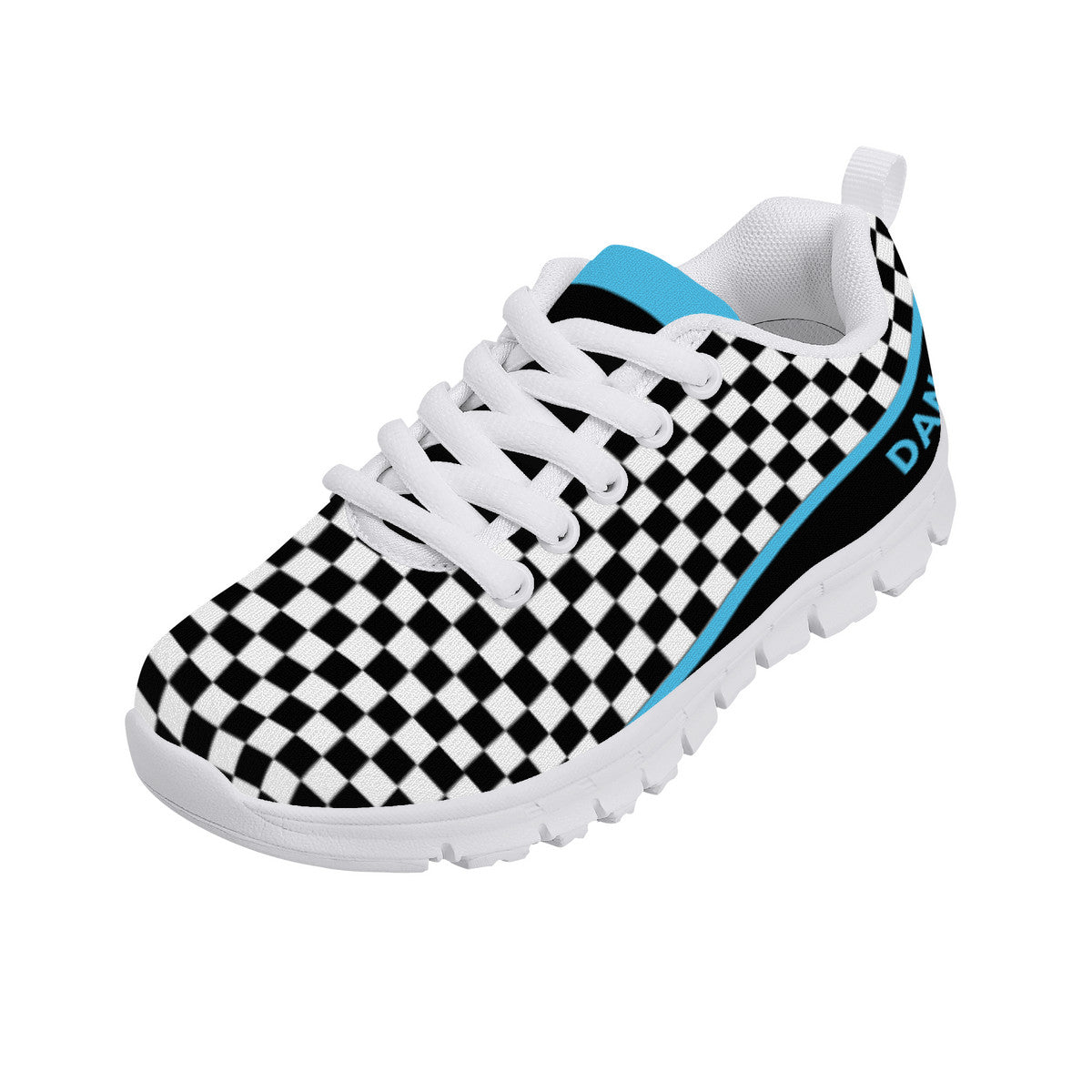 Kids Dance Sneakers - Checkered Black - White - Blue