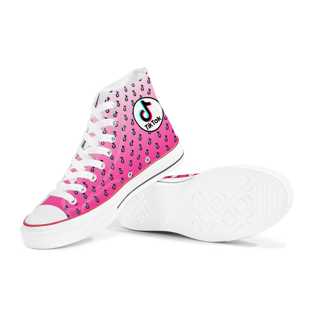 TikTok High Top Canvas Shoes - Pink TikTok Sneakers - SD-style-shop