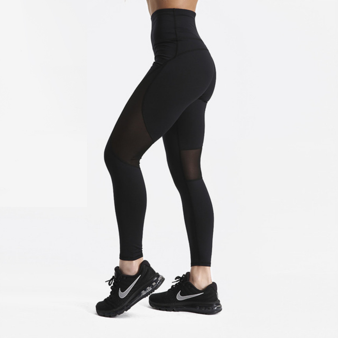 Black fitness leggings with mesh inserts - SD-style-shop