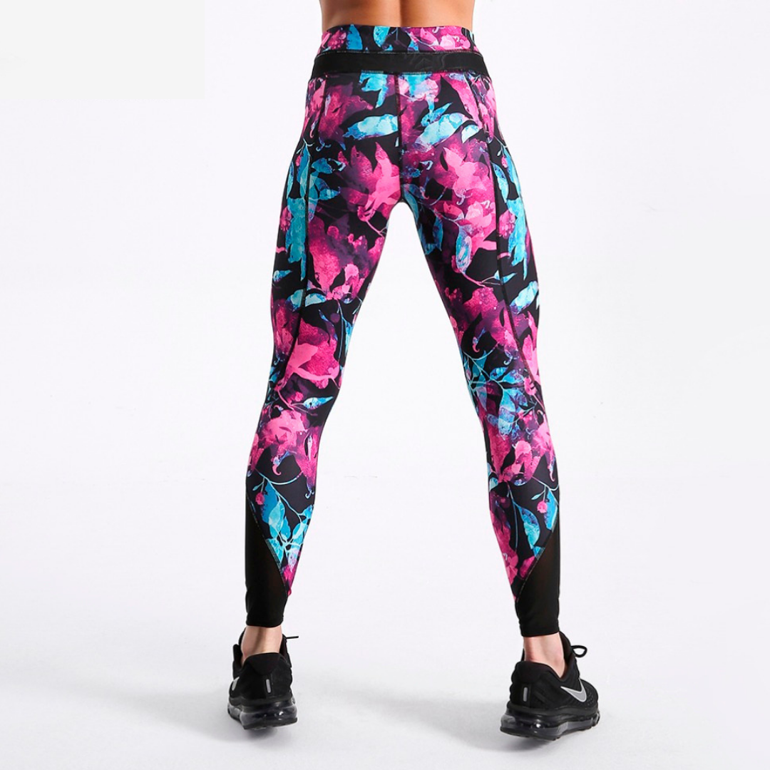 Fitness Leggings with Flower Print - SD-style-shop