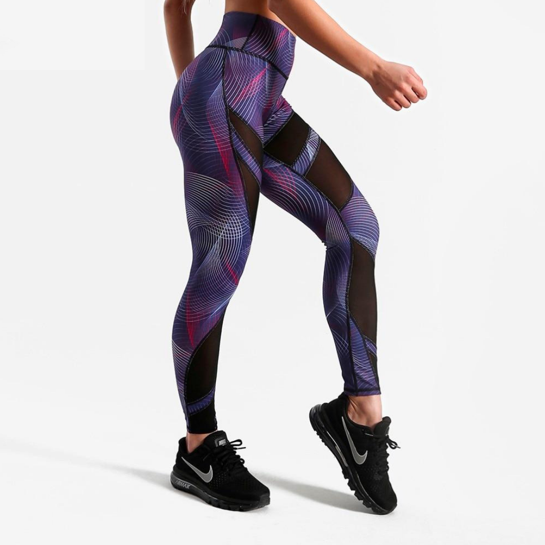 Purple and Black printed fitness leggings - SD-style-shop