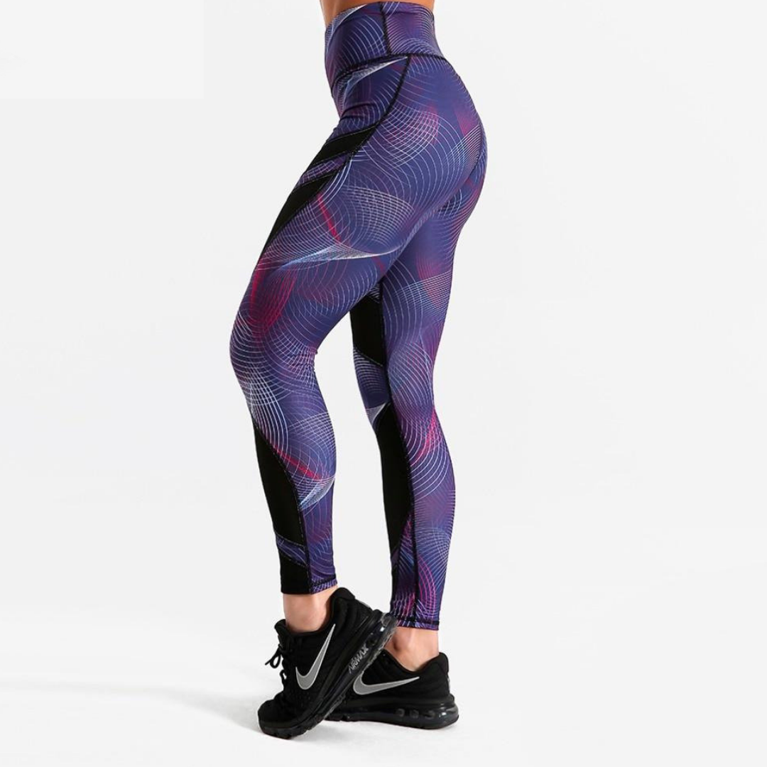 Purple and Black printed fitness leggings - SD-style-shop