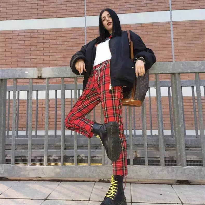 Red plaid Pants - SD-style-shop