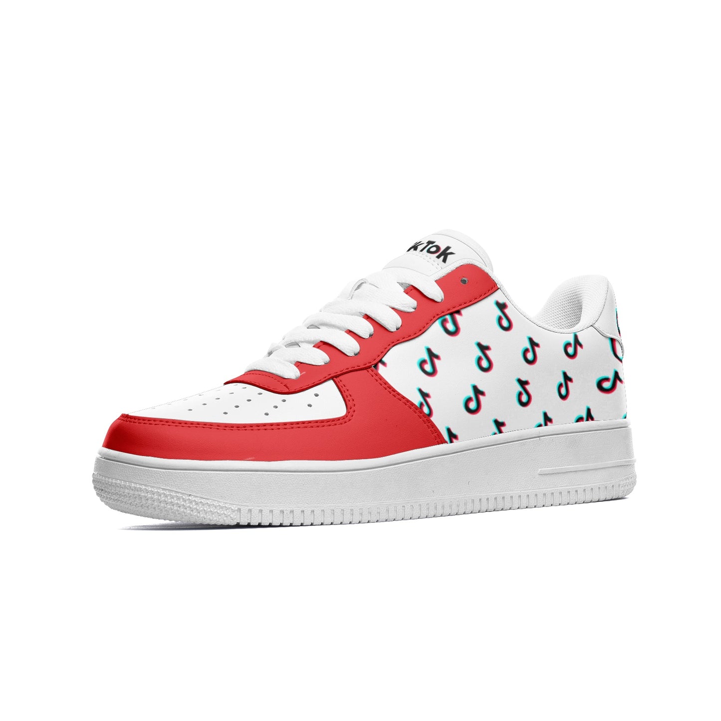 TikTok Unisex Low Top Leather Sneakers - Red - SD-style-shop