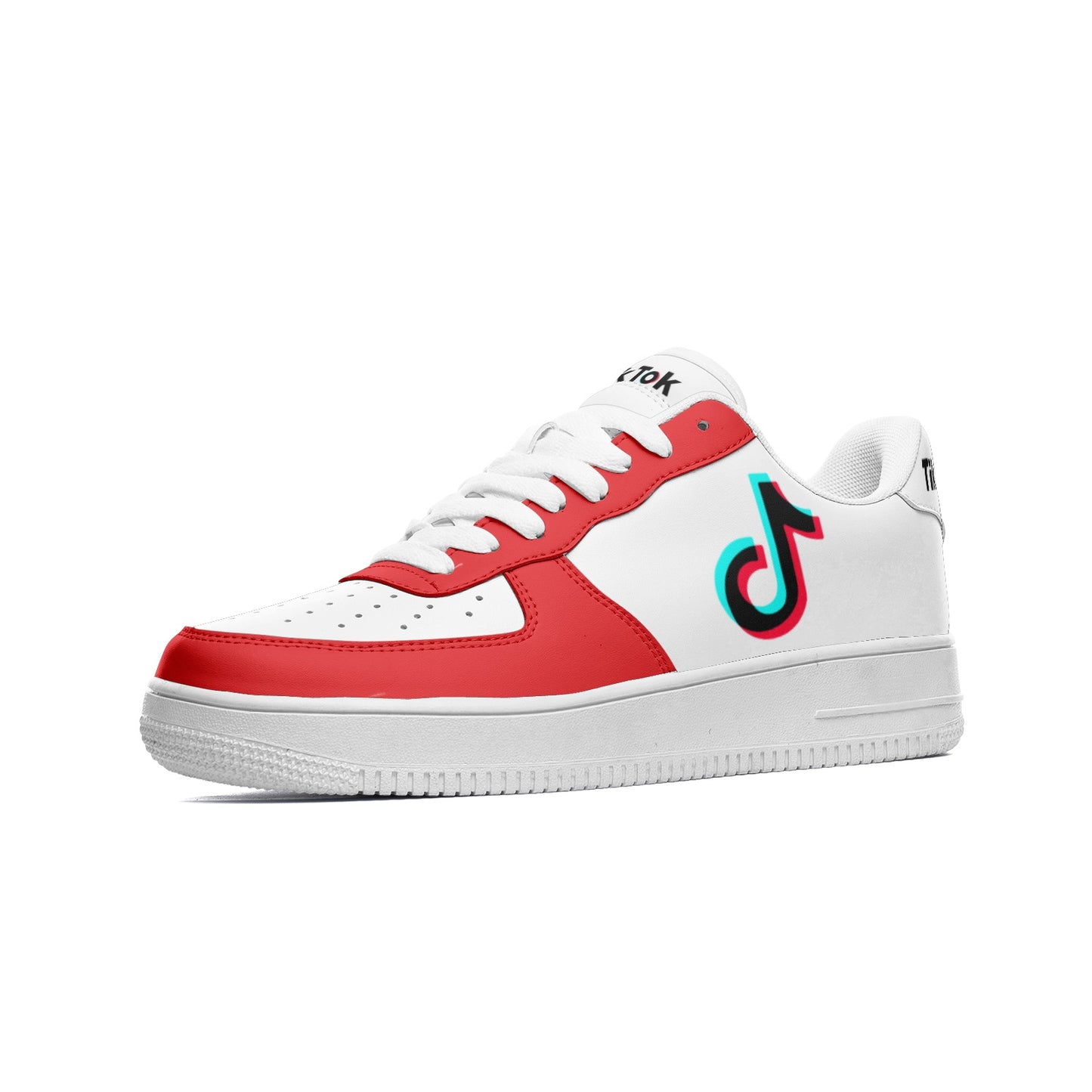 TikTok Unisex Low Top Leather Sneakers - Red - SD-style-shop