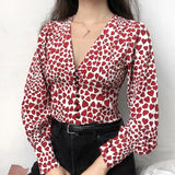 Cropped blouse with hearts kpop style - SD-style-shop