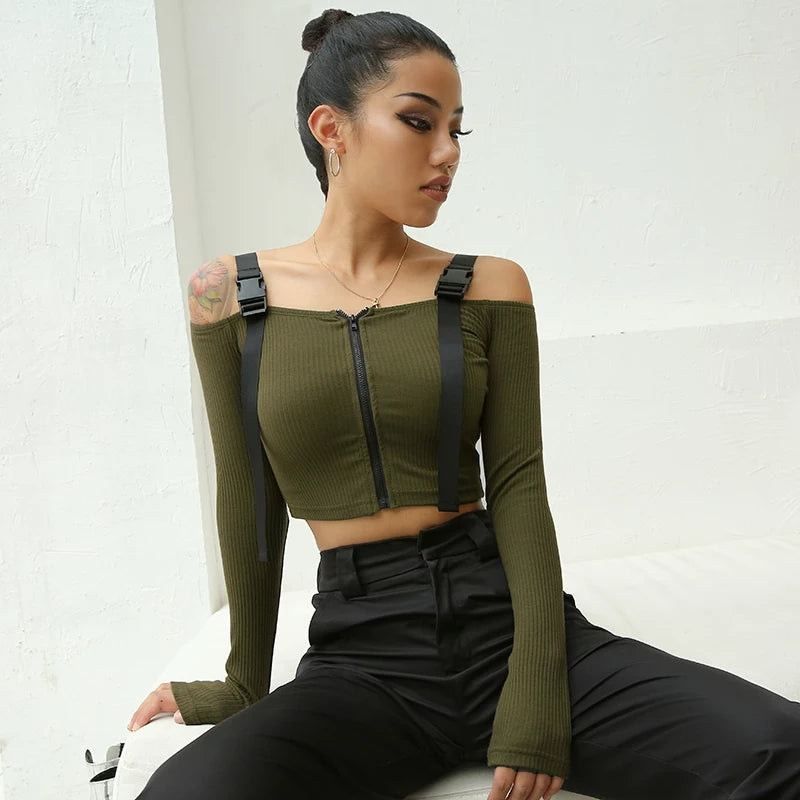 Long Sleeve croptop with straps - SD-style-shop
