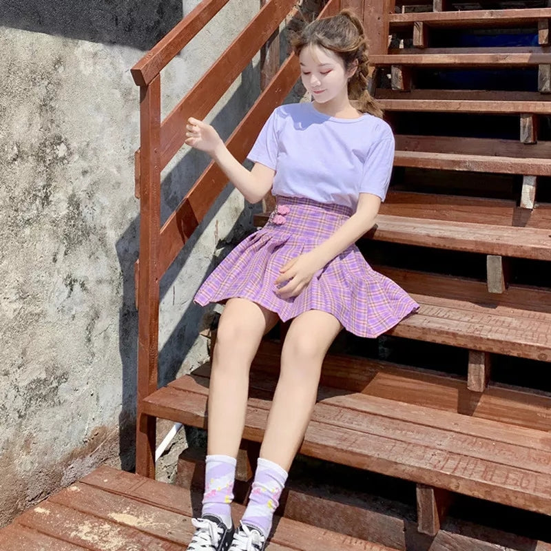 Purple Mini Pleated Skirt - SD-style-shop