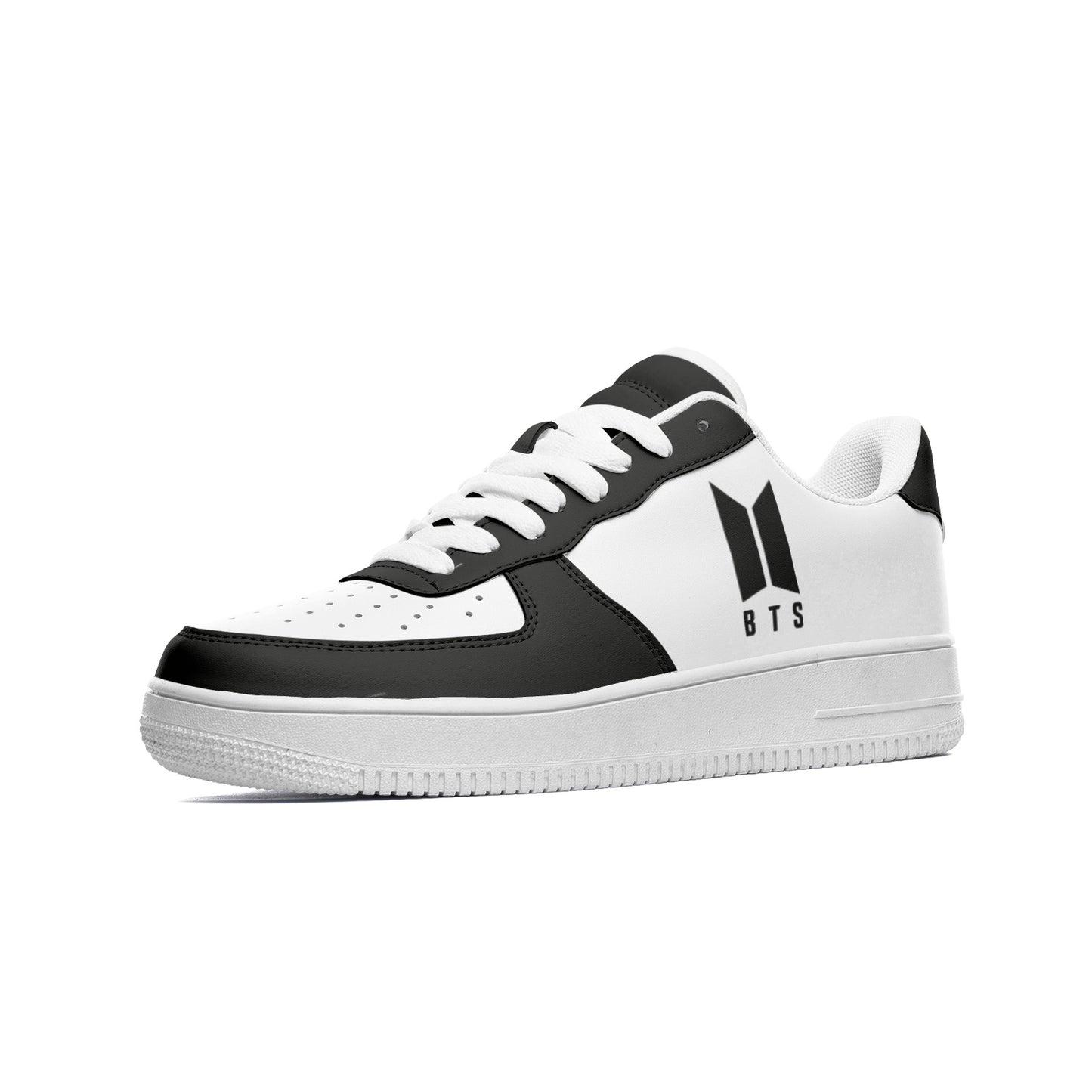 BTS Logo Unisex Low Top Leather Sneakers Black - SD-style-shop