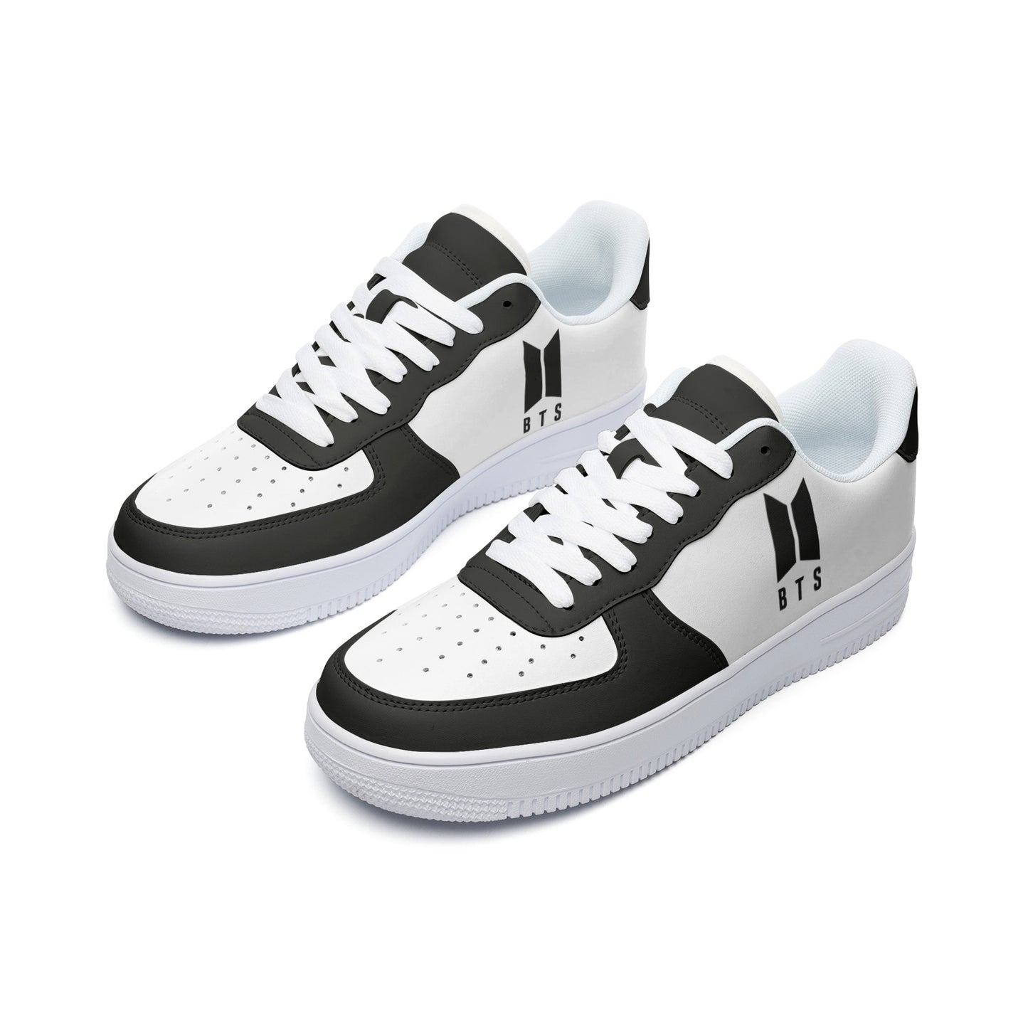 BTS Logo Unisex Low Top Leather Sneakers Black - SD-style-shop