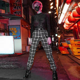Black and White Harajuku plaid cargo pants - SD-style-shop