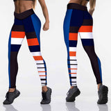 High Waist Fitness leggings - blue and orange - SD-style-shop