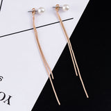 Korean Elegant Long Tassel Earring with Pearl or zirconia - SD-style-shop