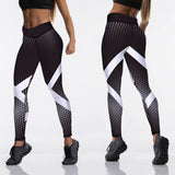 High Waist Fitness leggings - black and white - SD-style-shop