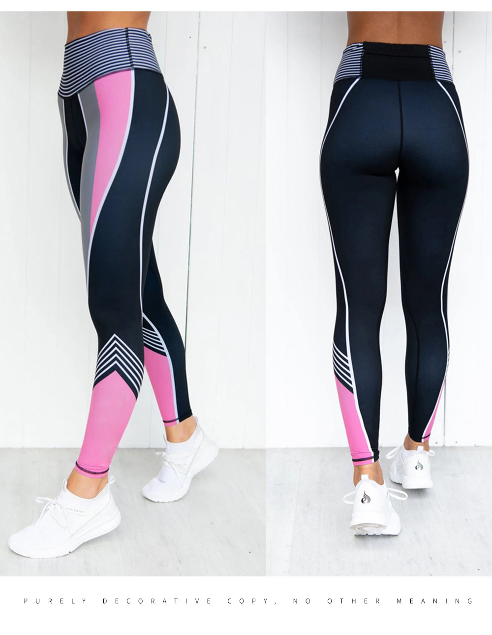Pink and black High Waist Fitness Leggings - SD-style-shop
