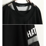 Long Harajuku T shirt with Mesh inserts and print - SD-style-shop