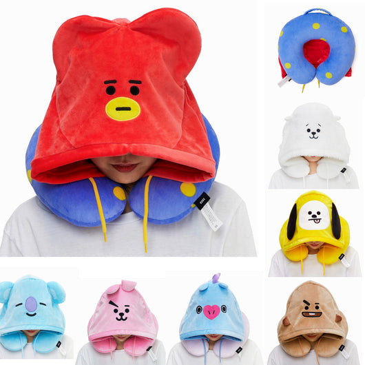 BT21 Travel Neck Pillow with hood - SD-style-shop