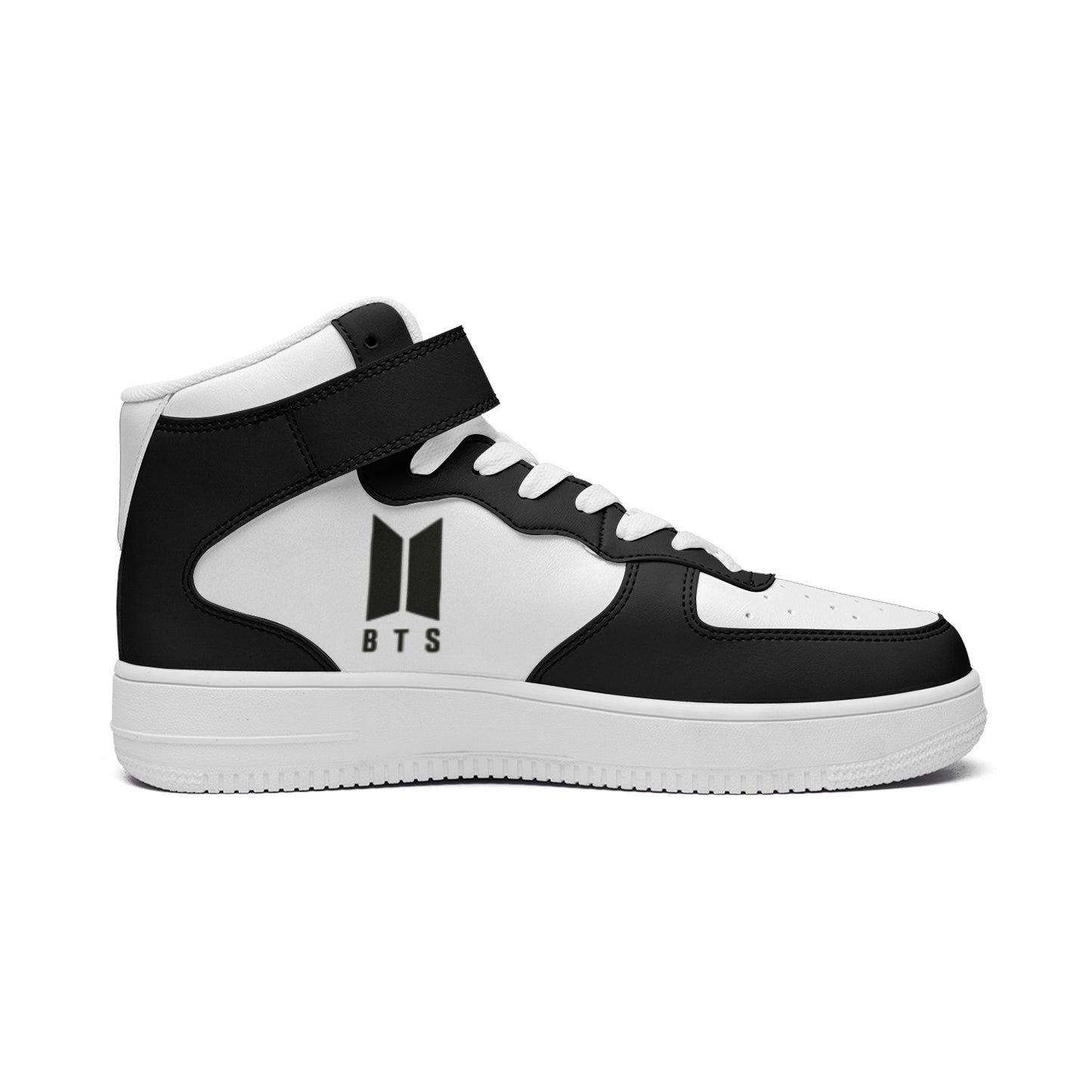BTS Logo High Top Leather Sneakers - Black