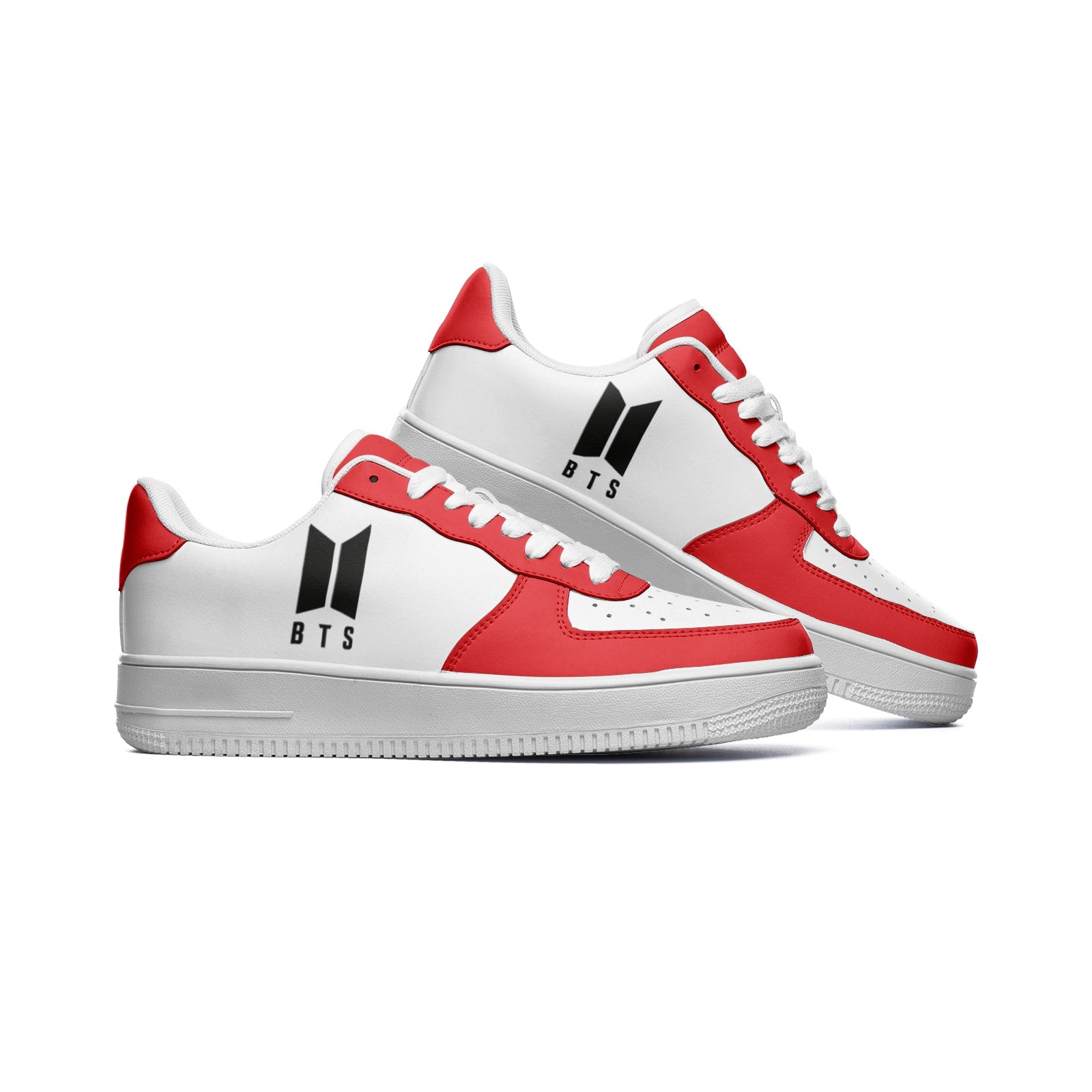 BTS Logo Unisex Low Top Leather Sneakers Red - SD-style-shop