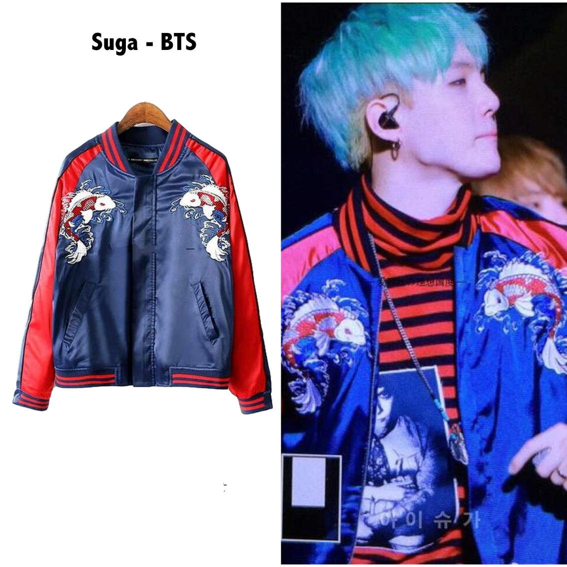 BTS Suga Embroidery loose baseball jacket - SD-style-shop