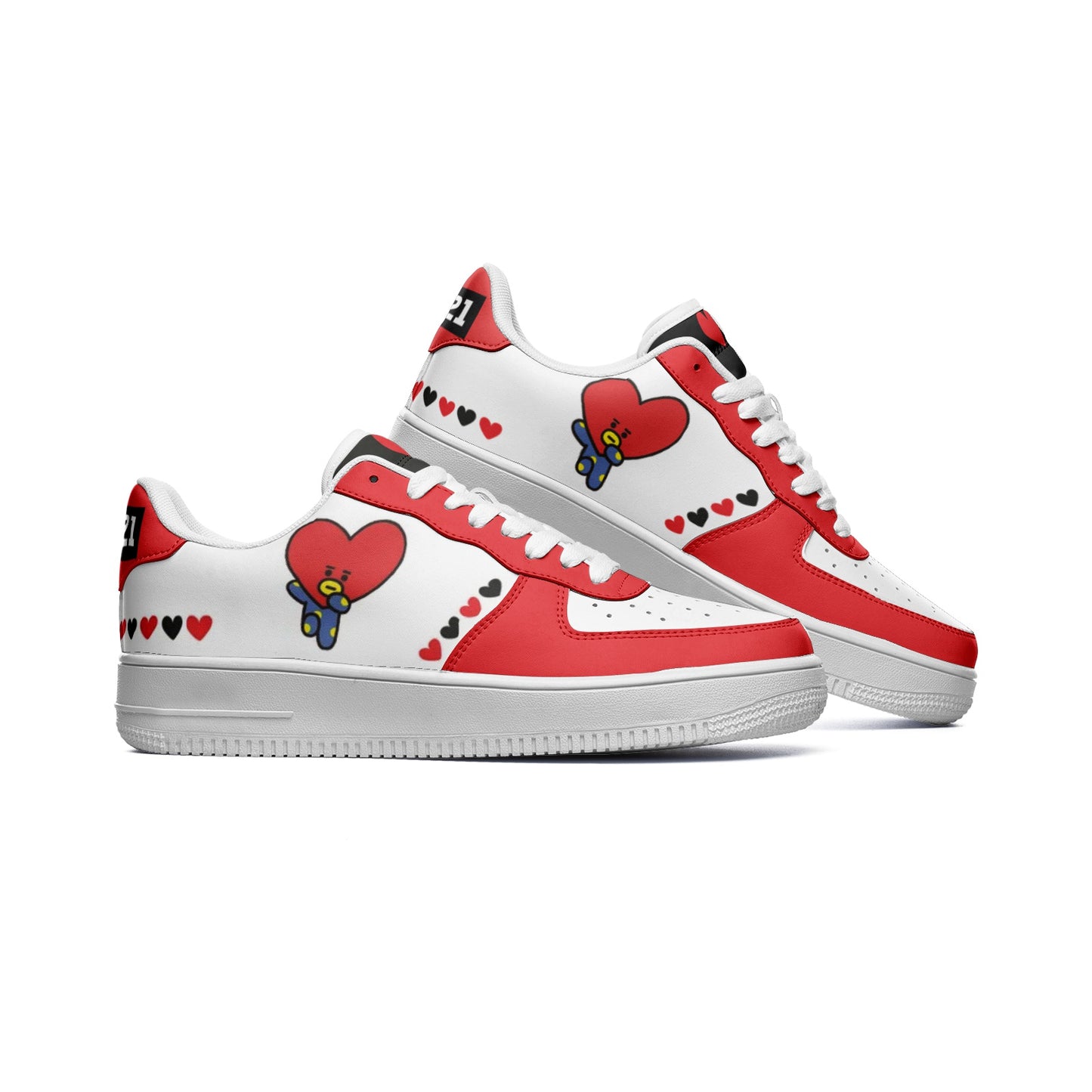 BT21 Tata Unisex Low Top Leather Sneakers - Red - SD-style-shop