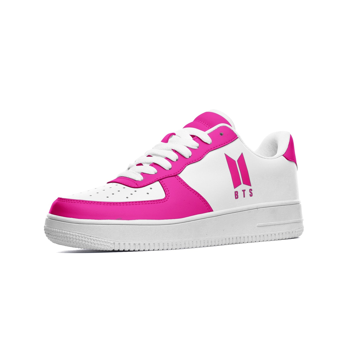 BTS Logo Unisex Low Top Leather Sneakers Hot Pink - SD-style-shop