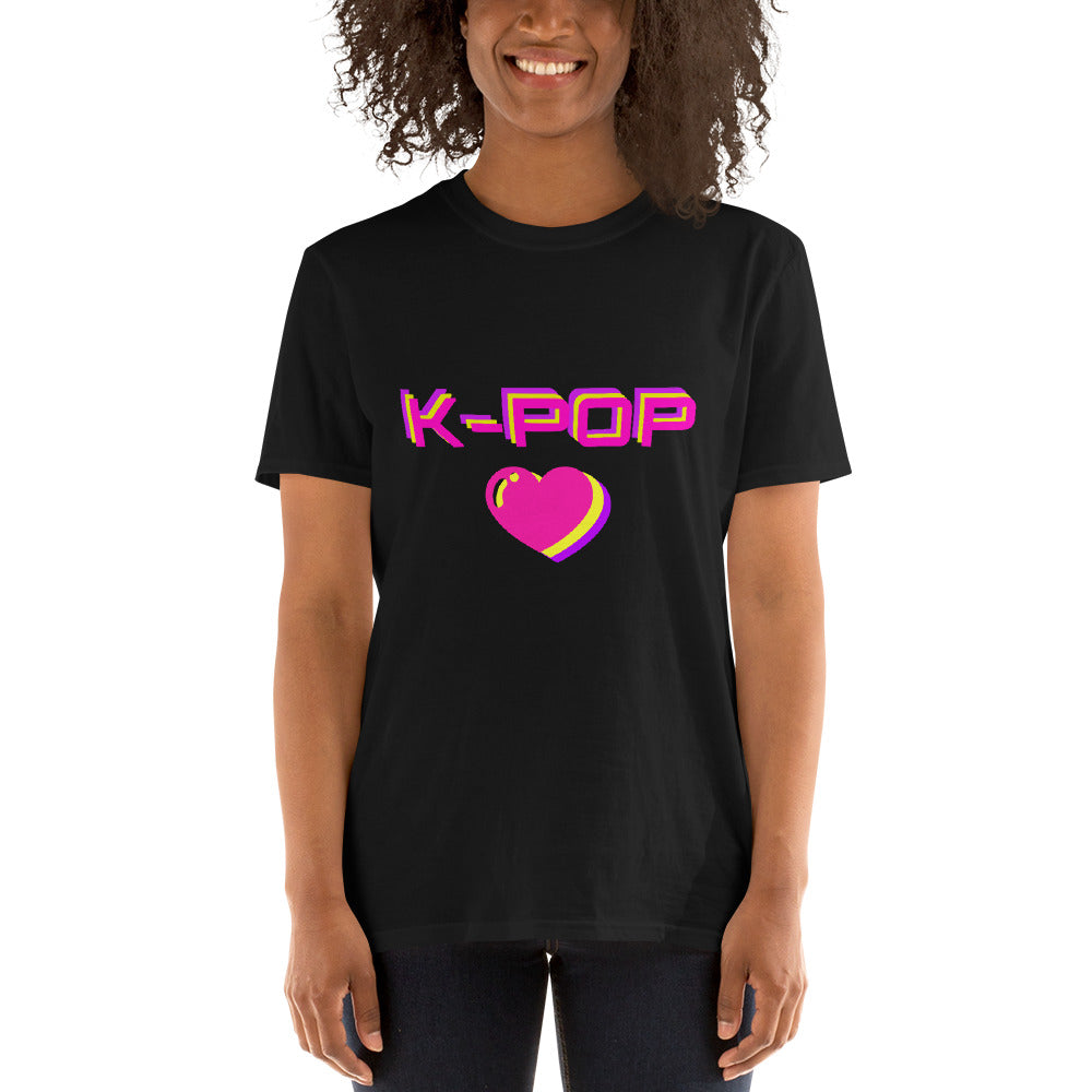 Kpop heart tshirt fluor, Kpop tee with heart, Short-Sleeve Unisex T-Shirt - SD-style-shop