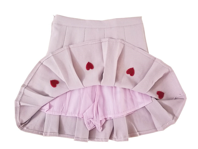 Pleated Skirt with hearts Harajuku Style - SD-style-shop