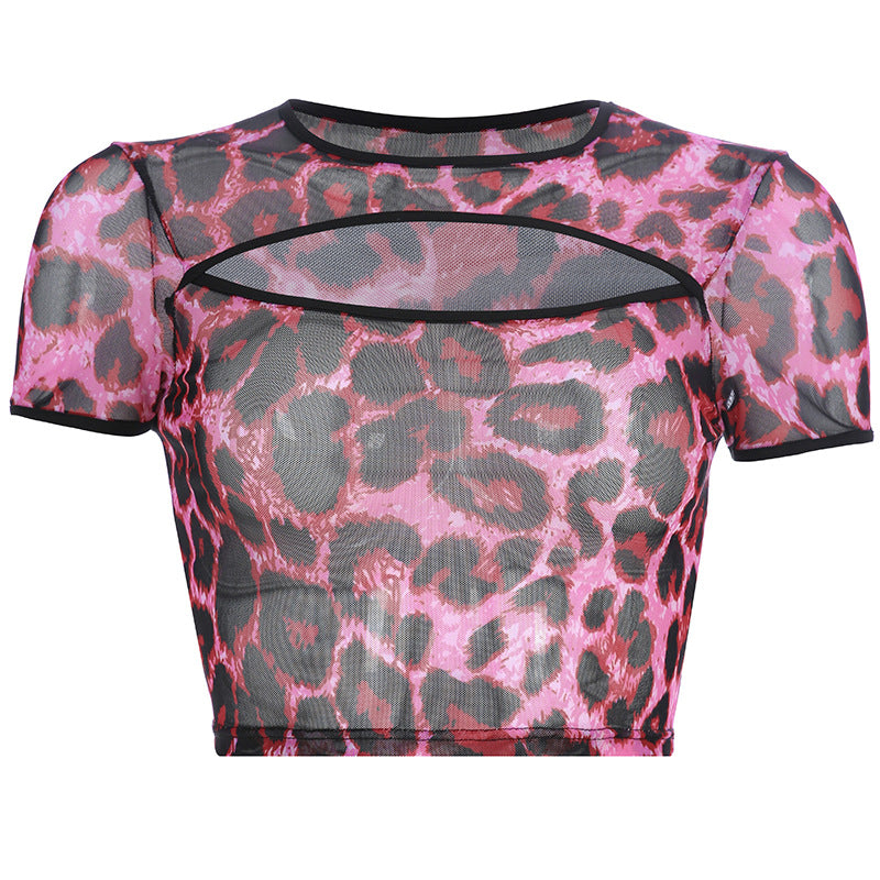 Pink Leopard mesh top - SD-style-shop