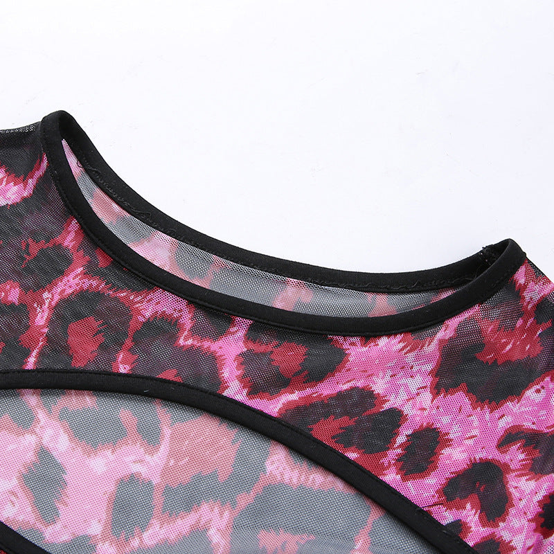 Pink Leopard mesh top - SD-style-shop