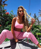 Pink 2 Piece Set Crop Top and Cargo Pants - SD-style-shop