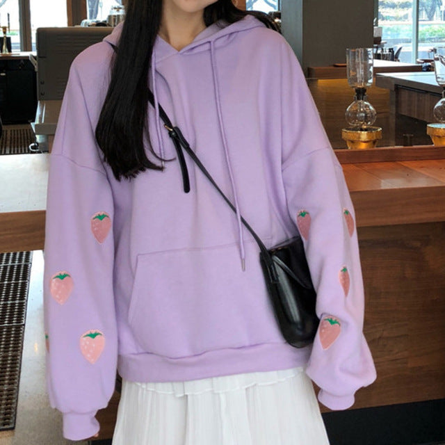 Kawaii Strawberry pastel lavender Hoodie - SD-style-shop