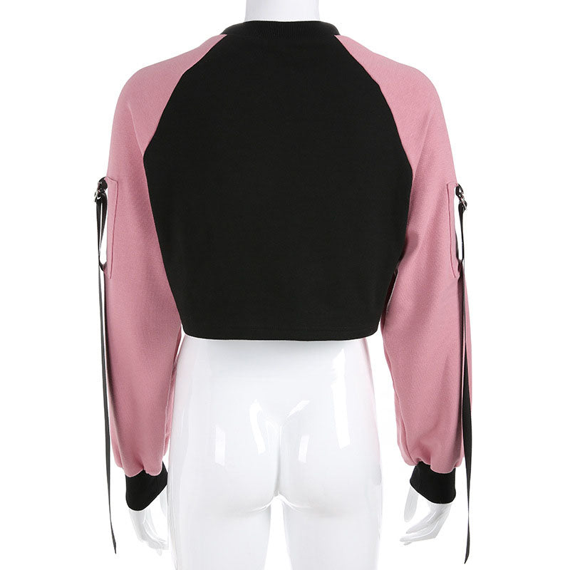 Black and Pink Cropped sweatshirt - SD-style-shop