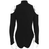 Black Long Sleeve Bodysuit  with open shoulders - SD-style-shop