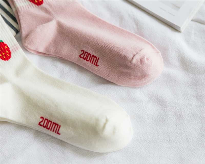 Strawberry Milk Pink and White Women Socks - SD-style-shop
