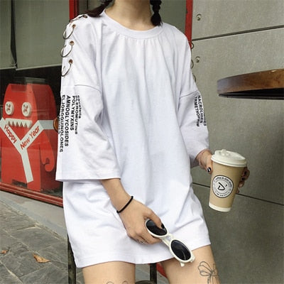 Korean Style Loose T-Shirt with rings - SD-style-shop