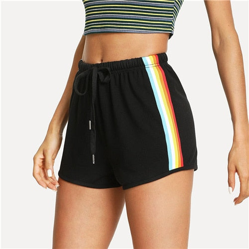 Striped Side Drawstring Shorts - SD-style-shop