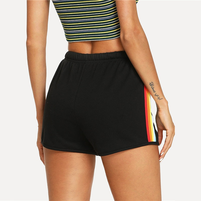 Striped Side Drawstring Shorts - SD-style-shop